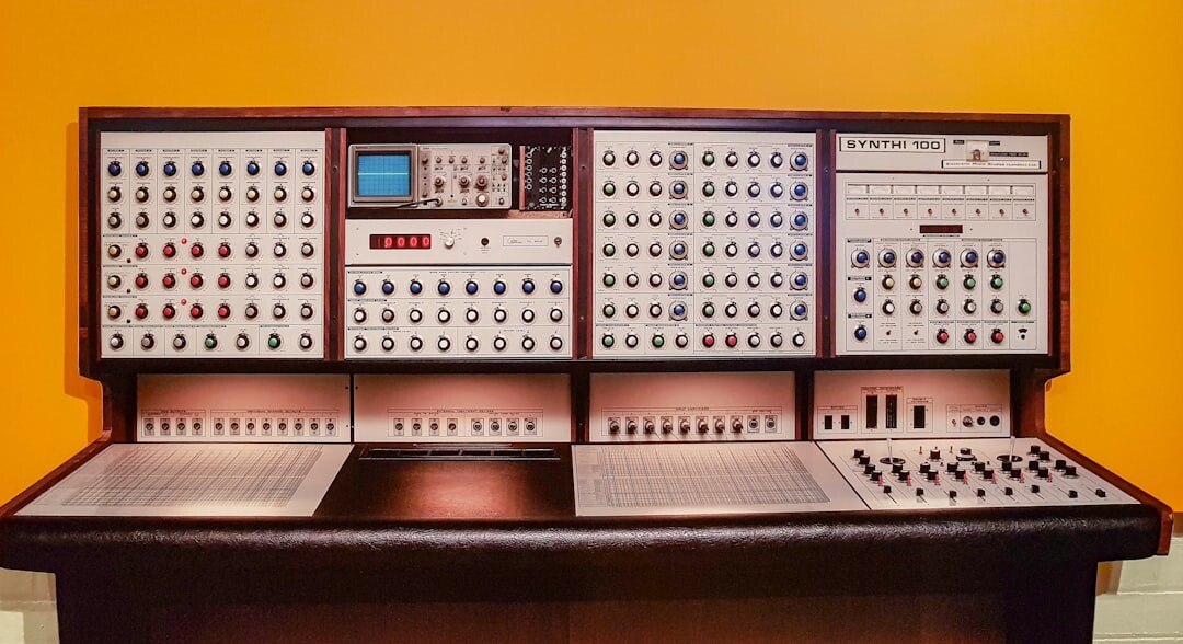 Television control room with multiple broadcast monitors and switcher